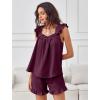 imageANRABESS Womens Summer Lounge Set 2 Piece Outfits Ruffle Tank Top and Shorts Set 2026 Beach Vacation Cover Up ClothesPurple Red