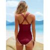 imageANRABESS Womens Tankini Set Two Piece Swimsuit Tummy Control V Neck Top Bathing Suit High Waisted Color Block Swimwear 2026Deep Red