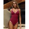 imageANRABESS Womens Tankini Set Two Piece Swimsuit Tummy Control V Neck Top Bathing Suit High Waisted Color Block Swimwear 2026Deep Red