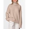 imageANRABESS Womens Turtleneck Sweaters Oversized Chunky Long Sleeve Knit High Low Hem Pullover Top 2026 Fall Winter FashionBright Tan