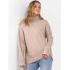 imageANRABESS Womens Turtleneck Sweaters Oversized Chunky Long Sleeve Knit High Low Hem Pullover Top 2026 Fall Winter FashionBright Tan