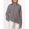 imageANRABESS Womens Turtleneck Sweaters Oversized Chunky Long Sleeve Knit High Low Hem Pullover Top 2026 Fall Winter FashionGrey Khaki