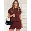 imageANRABESS Womens Two Piece Summer Outfits Knit Sweater Short Sets Pullover Tops amp Shorts Lounge Matching Clothes SetRed