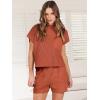 imageANRABESS Womens Two Piece Summer Outfits Knit Sweater Short Sets Pullover Tops amp Shorts Lounge Matching Clothes SetRust