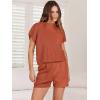 imageANRABESS Womens Two Piece Summer Outfits Knit Sweater Short Sets Pullover Tops amp Shorts Lounge Matching Clothes SetRust
