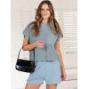 imageANRABESS Womens Two Piece Summer Outfits Knit Sweater Short Sets Pullover Tops amp Shorts Lounge Matching Clothes SetSky