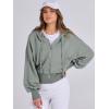 imageANRABESS Womens Zip Up Hoodies Cropped Sweatshirts Casual Comfy Cute Zip Jackets Fashion Trendy Fall Outfits 2026 Y2K ClothesSage Green