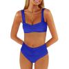 imageANRABESS Bathing Suit for Women Tummy Control Bikini Set 2026 Beach Front Ruched Mid Waist Swimsuit with Adjustable StrapsRoyal Blue