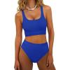 imageANRABESS Bikini Sets for Women Summer 2026 High Waisted 2 Piece Bathing Suit Tummy Control Swimsuit Color Block SwimwearRoyal Blue