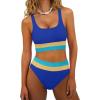 imageANRABESS Bikini Sets for Women Summer 2026 High Waisted 2 Piece Bathing Suit Tummy Control Swimsuit Color Block SwimwearRoyal Blue Yellow Azure
