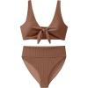 imageANRABESS Bikini Sets for Women Summer High Waisted 2 Piece Bathing Suit Ribbed Tie Knot Swimsuit 2026 Beach Vacation SwimwearBrown