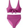 imageANRABESS Bikini Sets for Women Summer High Waisted 2 Piece Bathing Suit Ribbed Tie Knot Swimsuit 2026 Beach Vacation SwimwearHot Pink
