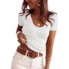 imageANRABESS Short Sleeve Sweater for Women Scoop Neck Casual Lightweight Ribbed Knit Pullover Tops 2026 Spring Summer OutfitsWhite