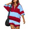 imageANRABESS Striped Short Sets for Women 2 Piece Outfits Summer Casual Oversized Workout Athletisure Travel Lounge Matching SetsRed Blue