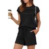 imageANRABESS Women Summer Two Piece Lounge Short Sets 2026 Beach Vacation Travel Airport Outfits Comfy Fashion SweatsuitsBlack