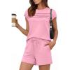 imageANRABESS Women Summer Two Piece Lounge Short Sets 2026 Beach Vacation Travel Airport Outfits Comfy Fashion SweatsuitsPink