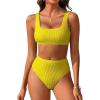 imageANRABESS Women Swimsuits Two Piece Bikini Set High Waisted Ribbed Tummy Control Modest Bathing Suits 2026 Beach Swim WearYellow