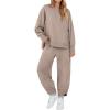 imageANRABESS Womens 2 Piece Outfits Sweatsuits Oversized Sweatshirts Barrel Pants Matching Lounge Sets 2025 Fall Travel ClothesKhaki
