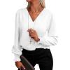 imageANRABESS Womens Business Casual Tops V Neck Puff Long Sleeve Shirts Dressy Office Work Blouse 2026 Fall Outfits ClothesWhite