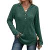imageANRABESS Womens Long Sleeve Henley Tops Ribbed Knit Hoodie Shirts 2026 Spring Loose Fit Lightweight Hooded SweatersGreen