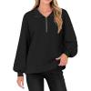 imageANRABESS Womens Oversized Sweatshirts Quarter Zip Long Sleeve Comfy Casual Pullover Tops 2025 Fall Trendy Y2K ClothesBlack
