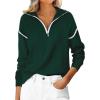 imageANRABESS Womens Quarter Zip Sweaters Fall Long Sleeve V Neck Shirts Collared Business Casual Tops Knit Pullover SweatshirtsDark Green
