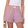 imageANRABESS Womens Ruffle Boxer Shorts Pajama Gingham Shorts Summer Casual Lounge Sleep Plaid Beach Bottoms Pockets 2026 TrendyRed White Stripe