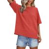 imageANRABESS Womens Short Sleeve Sweater Oversized Lightweight Business Casual Tops Crewneck Soft Knit 2026 Spring Summer OutfitsOrange