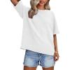 imageANRABESS Womens Short Sleeve Sweater Oversized Lightweight Business Casual Tops Crewneck Soft Knit 2026 Spring Summer OutfitsWhite