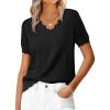 imageANRABESS Womens Short Sleeve Sweater V Neck Ribbed Knit Lightweight Sweaters Tops 2026 Spring Summer Business Casual OutfitsBlack