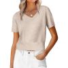 imageANRABESS Womens Short Sleeve Sweaters Cropped V Neck Business Casual Lightweight Sweater Tops Summer Spring Clothes 2026Almond
