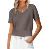 imageANRABESS Womens Short Sleeve Sweaters Cropped V Neck Business Casual Lightweight Sweater Tops Summer Spring Clothes 2026Light Coffee