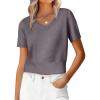 imageANRABESS Womens Short Sleeve Sweaters Cropped V Neck Business Casual Lightweight Sweater Tops Summer Spring Clothes 2026Nutmeg
