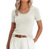 imageANRABESS Womens Short Sleeve Sweaters Summer Scoop Neck Casual Basic Shirts Knit Pullover Work Tops 2026 Spring OutfitsCream White