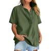 imageANRABESS Womens Short Sleeve Tops Oversized Lightweight Sweatshirt Polo Shirts 2026 Summer Casual Button Pullover Top OutfitsArmy Green
