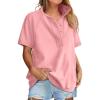 imageANRABESS Womens Short Sleeve Tops Oversized Lightweight Sweatshirt Polo Shirts 2026 Summer Casual Button Pullover Top OutfitsPink