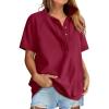 imageANRABESS Womens Short Sleeve Tops Oversized Lightweight Sweatshirt Polo Shirts 2026 Summer Casual Button Pullover Top OutfitsRed