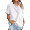 imageANRABESS Womens Short Sleeve Tops Oversized Lightweight Sweatshirt Polo Shirts 2026 Summer Casual Button Pullover Top OutfitsWhite