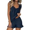 imageANRABESS Womens Summer Lounge Set 2 Piece Outfits Ruffle Tank Top and Shorts Set 2026 Beach Vacation Cover Up ClothesNavy Blue
