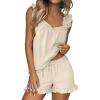 imageANRABESS Womens Summer Lounge Set 2 Piece Outfits Ruffle Tank Top and Shorts Set 2026 Beach Vacation Cover Up ClothesWhite