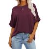 imageANRABESS Womens Tops Oversized T Shirts Short Sleeve Crewneck Summer Casual Loose Basic Tee Shirt 2026 Trendy Fashion ClothesWine