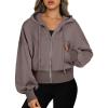 imageANRABESS Womens Zip Up Hoodies Cropped Sweatshirts Casual Comfy Cute Zip Jackets Fashion Trendy Fall Outfits 2026 Y2K ClothesTaupe
