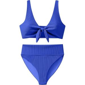 imageANRABESS Bikini Sets for Women Summer High Waisted 2 Piece Bathing Suit Ribbed Tie Knot Swimsuit 2026 Beach Vacation SwimwearRoyal Blue