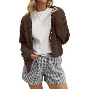imageANRABESS Cardigan Sweaters for Women Oversized Button Down Long Sleeve Cardigans 2026 Spring Outfits Travel Holiday ClothesCoffee