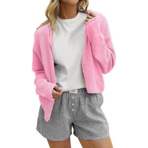 imageANRABESS Cardigan Sweaters for Women Oversized Button Down Long Sleeve Cardigans 2026 Spring Outfits Travel Holiday ClothesPink