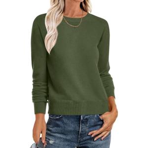 imageANRABESS Sweater for Women Long Sleeve Crewneck 2026 Spring Winter Soft Loose Fit Basic Knit Pullover Sweaters Top OutfitsArmy Green