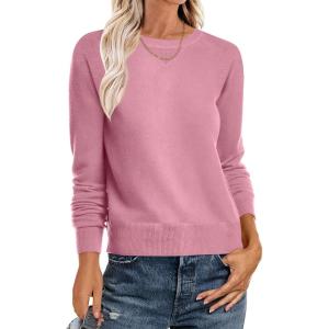 imageANRABESS Sweater for Women Long Sleeve Crewneck 2026 Spring Winter Soft Loose Fit Basic Knit Pullover Sweaters Top OutfitsCoral Pink