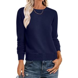 imageANRABESS Sweater for Women Long Sleeve Crewneck 2026 Spring Winter Soft Loose Fit Basic Knit Pullover Sweaters Top OutfitsNavy Blue