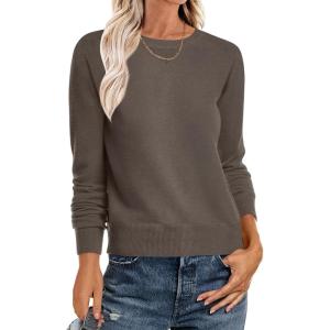 imageANRABESS Sweater for Women Long Sleeve Crewneck 2026 Spring Winter Soft Loose Fit Basic Knit Pullover Sweaters Top OutfitsNutmeg