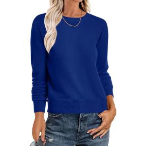 imageANRABESS Sweater for Women Long Sleeve Crewneck 2026 Spring Winter Soft Loose Fit Basic Knit Pullover Sweaters Top OutfitsRoyal Blue